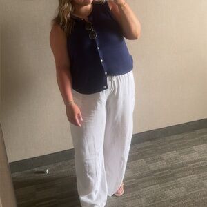 White Sleeveless Button-Down Shirt